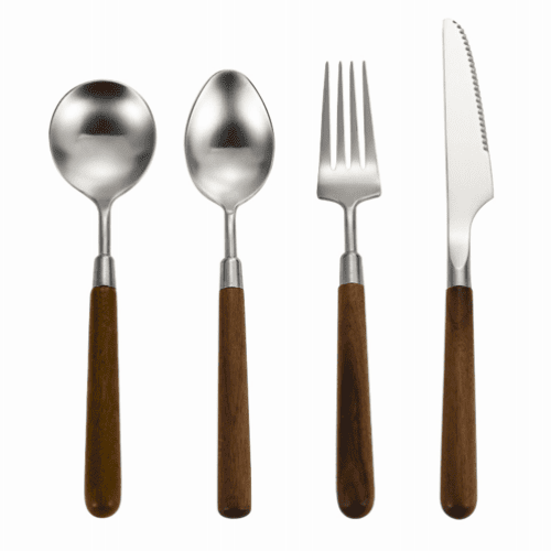 304 Steel Flatware with Wooden Handles